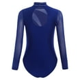 thumbnail image 4 of Haitryli Kids Girls Gymnastics Leotard Tumbling Dance Sparkly Active Biketard Long Sleeve Unitard One Piece Navy Blue 8, 4 of 5
