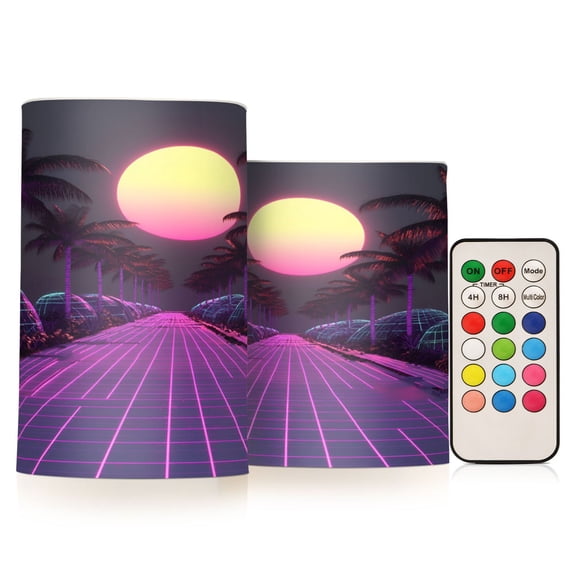 Yayeee Flameless Candles with Remote Flickering Battery Operated Multi Color Changing, Black Neon Road