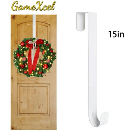 

15 In Wreath Hanger - Metal Wreath Holder - Door Hook for Xmas Easter Spring Wreath - Front Door Hanger White