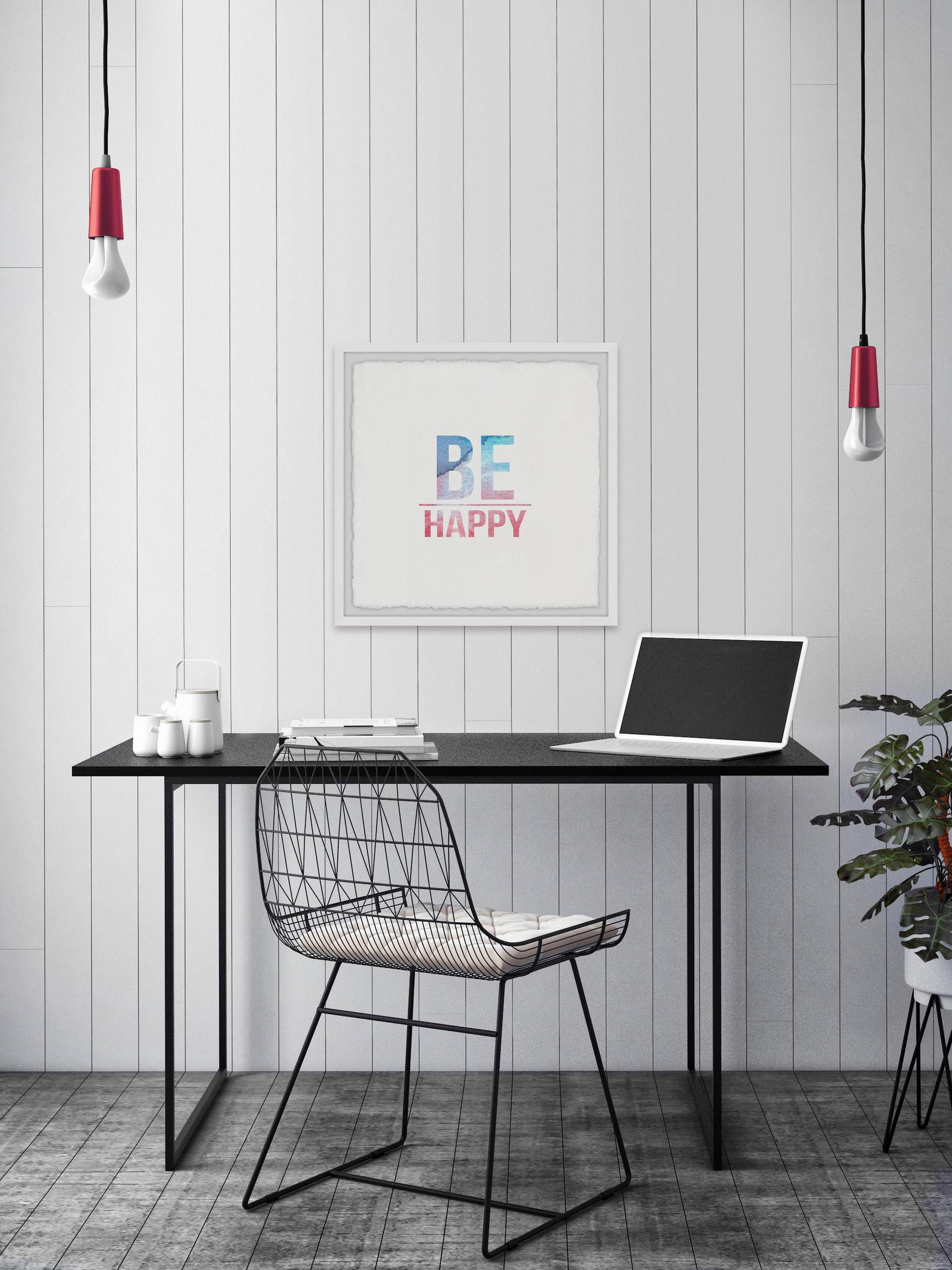 Marmont Hill Be Happy Always Framed Wall Art