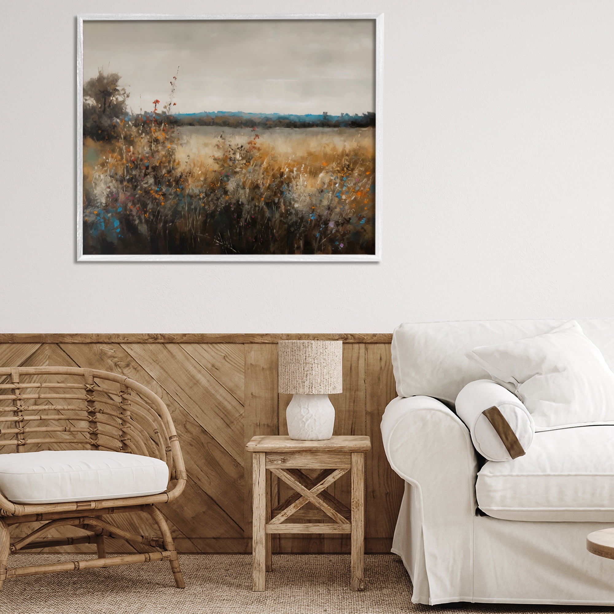 Stupell Industries Abstract Grunge Meadow White Framed Giclee Art, design by Creative Studio