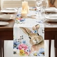 thumbnail image 3 of Table Runners 72 Inches Long Dress Scarves, Bunny Easter Farmhouse Kitchen Table Runner, Coffee Tablerunners, Spring Floral Blue Leaves Watercolor 16x72 Inch, 3 of 9