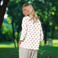 thumbnail image 4 of Summer Tops for Women V Neck Cotton Shirts for Women Loose Fit 3/4 Length Sleeve Polka Dot Print Linen Shirts Dressy Casual Blouse Western Tops Elbow Sleeve Graphic Tee, 4 of 7