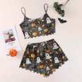 thumbnail image 6 of Tnhcen Women's Halloween Spider Web Pajama Set Cami Top Shorts Sleepwear Cozy Loungewear 2-Piece Outfit S-2XL Dark Gray, 6 of 6