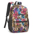 thumbnail image 2 of 17 Inch Lightweight Backpack,PVC Waterproof Oxford Fabric, Ergonomically Designed, with Large Capacity, Floral Flowers Print, 2 of 5