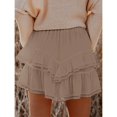 thumbnail image 2 of BdTemWBs Summer Mini Skirts for Women 2025 Casual Boho Ruffle Tiered Skorts High Waist Solid Color Flowy Short Dresses Vacation Outfits, Khaki, Small, 2 of 7