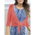 thumbnail image 2 of [3/4 Sleeve Lightweight Bolero Cardigan] Women's Tie Front Shrug 3/4 Sleeve Bolero Sheer Knotted Lightweight Cardigan Sweaters Short Shawl Tops, 2 of 5