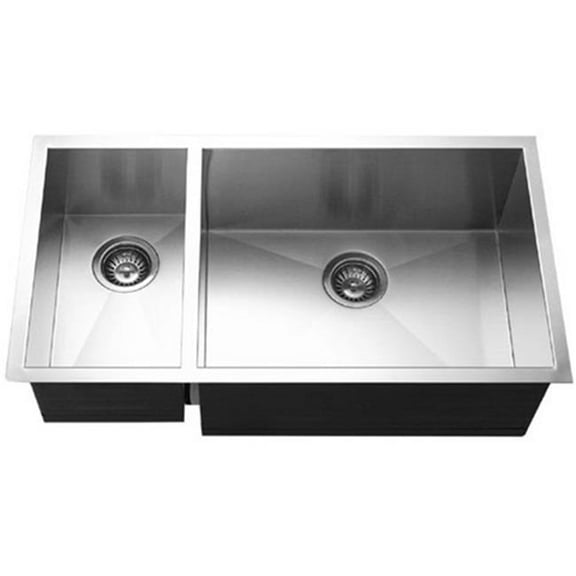 Houzer CTO-3370SL Contempo Series Undermount Stainless Steel 70 - 30 Double Bowl Kitchen Sink, Prep Bowl Left