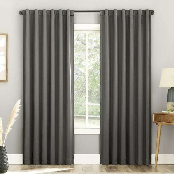 Sun Zero Aria 2-Pack Magnetic Closure Theater Grade 100% Blackout Back Tab Curtain Panel Pair, 52"X63", Gray