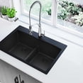 thumbnail image 2 of Elkay ELGDLB3322BK0 Quartz Classic 33 x 22 x 10" 2-Bowl Top Mount Kitchen Sink with Aqua Divide, Black, 2 of 3