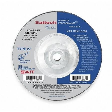 

United Abrasives/Sait Depressed Ctr. Wheel T27 9in 5/8in-11 20099