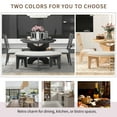 thumbnail image 2 of Harper & Bright Designs Farmhouse Dining Set for 4, Wood Round Kitchen Dining Table Set with 3 Upholstered Chairs and Curved Bench, Grey, 2 of 12