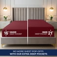 thumbnail image 3 of Sábana bajera Utopia Bedding Queen Burgundy con bolsillo profundo de 21 pulgadas, 3 of 9