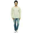 thumbnail image 6 of Atasi Men's Off White Short Kurta Round Keyhole Neck Cotton Shirt-Small, 6 of 7