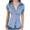 Blue, variant on Womens Button Up V Neck Shirts Slim Fit Lapel V Neck Cap Short Sleeve Stripes Going Out Tops Summer (S, Blue)
