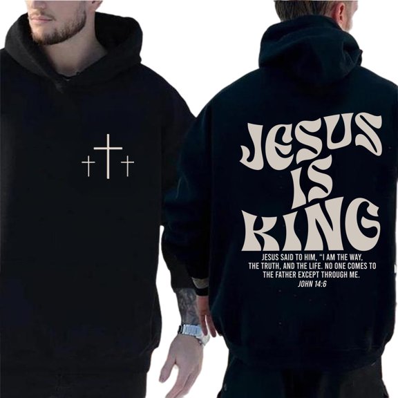 Jesus Is King Christian Hoodie for Men and Women, John Bible Verse Pullover, Sizes S-5XL