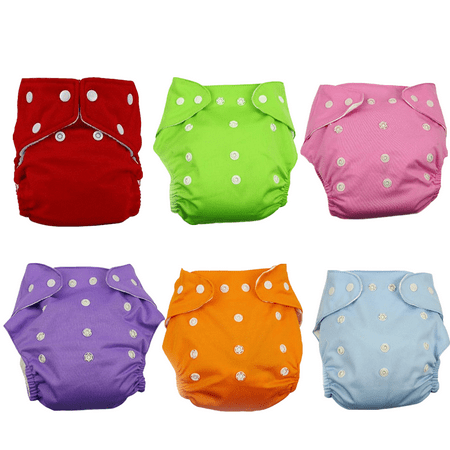 6Pack Reuseable Washable Adjustable One Size Baby Pocket Cloth Diapers Nappy Random (Best Flushable Liners For Cloth Diapers)
