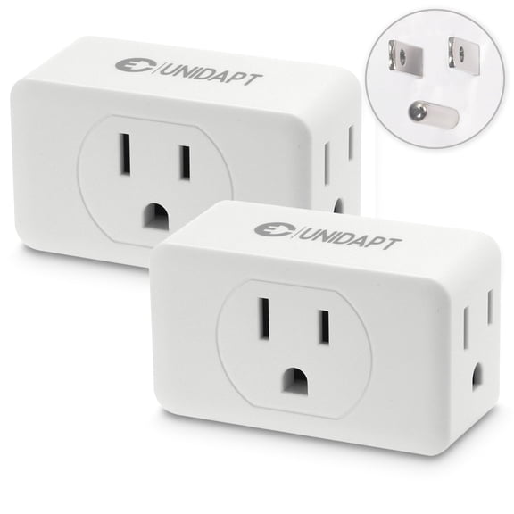 Unidapt 3 Outlet Multi Plug Wall Adapter, Multiple Outlet Splitter, Extender Grounded Wall Tap Power Plug Expander for Cruise Ship Home Office Dorm Essentials, 2-Pack