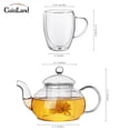 thumbnail image 2 of Cuisiland Elegant 1000ml Glass Teapot with Removable Filter & 2 Double Wall 350ml Glass Mugs – Borosilicate Tea Set for Loose Leaf, Herbal, Flowering Tea & Coffee – Heat Resistant, Insulated Design, 2 of 8
