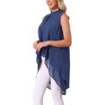 thumbnail image 4 of INSPIRAR CHIC Blusas sin mangas de gasa para mujer con cuello alto, lazo en la espalda, dobladillo asimétrico, camiseta de verano, S azul oscuro, 4 of 6