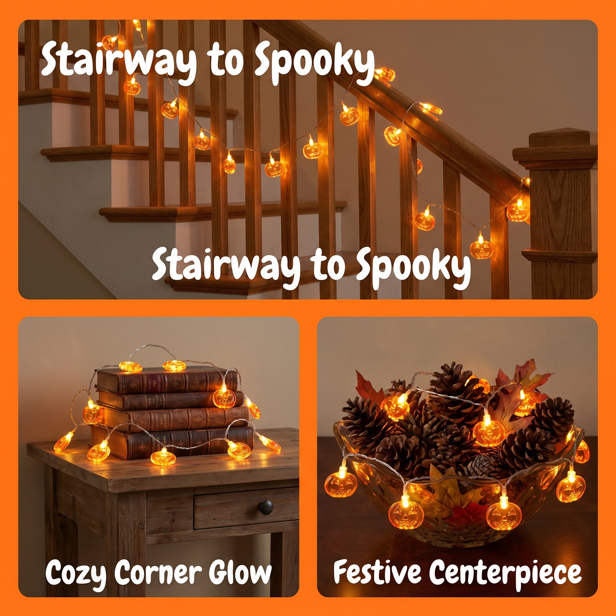 Unique Bargains Jack-O'-Lantern Fairy Lights 9.8 ft Squinting Pumpkin USB Powered