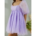 thumbnail image 6 of Womens Puff Sleeve Tulle Princess Dress Fairy Ruffle Flowy Mesh Mini Summer Dresses Corset Selkie Poofy Costume, 6 of 7