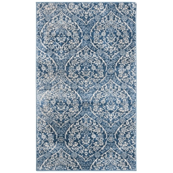 SAFAVIEH Brentwood Braelyn Damask Area Rug, Navy/Light Gray, 4' x 6'