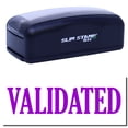 thumbnail image 1 of Large Pre-Inked Validated Stamp, Slim 1854, Ultra Slim Design, Impression Size 1-13/16" by 2-1/2", Up to 25,000 Impressions - Purple Ink, 1 of 10