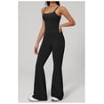 thumbnail image 3 of PISONIC Workout Sets for Women, 2 Piece Seamless Spaghetti Straps Crop Top Matching High Waist Flare Leggings Gym Yoga Outfits, 3 of 8