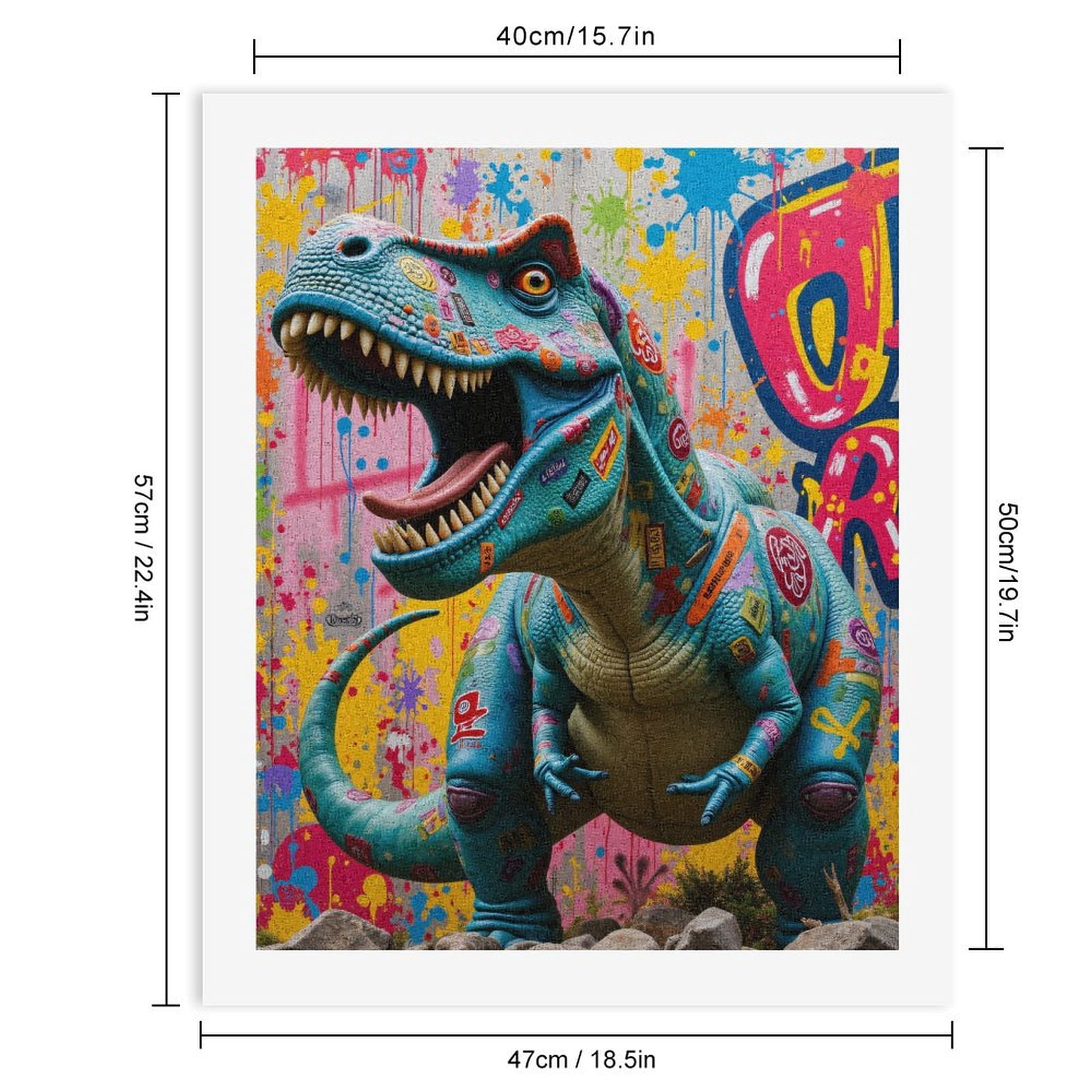 Paint By Numbers Kit for Adults Beginner - DIY Colorful Dinosaur Street Art Canvas Painting Kits for Adults, Frameless Paint By Number for Adults for Home Wall Decor 16x20 Inch
