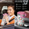 thumbnail image 5 of 30 Oz Tumbler Pink Flat Flowers Tumbler with Lid and Straw, Birthday Gift Cup for Friend Women Men Coffee Travel Mug Thanksgiving Day Halloween Christmas Gift Water Bottle, 5 of 7