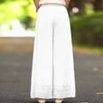thumbnail image 5 of Lumtrix Wide Leg Linen Pants for Woman High Waisted Flowy Comfy Palazzo Pants Embroidery Graphic Work Trousers White 2XL, 5 of 5