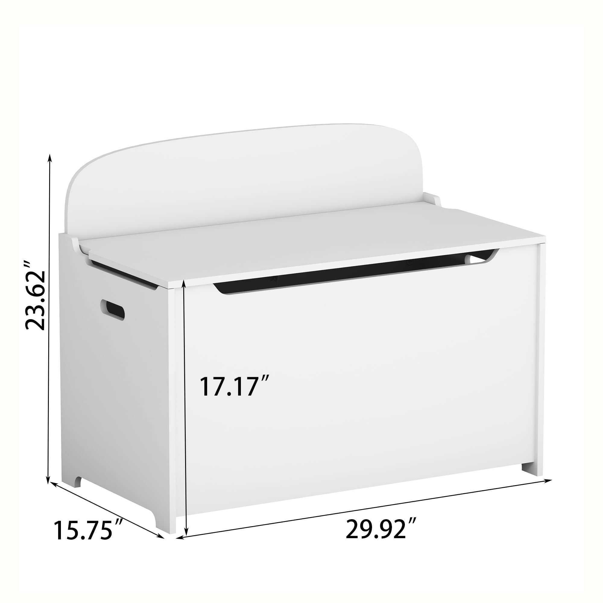 iRerts Kids Toy Box Storage Chest, Wood Toy Storage Organizer, Kids Toy Storage Bench with Hinges and Seating Bench, Toy Storage Box for Boys Girls, Entryway Storage Bench for Hallway, Bedroom, White