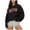 Black, variant on FINALGANG Women Elegant Sweatshirts Letter Print Long Sleeve O-Neck Oversized Outdoor Top Casual Pullover Leisure Breathable Daily Wear