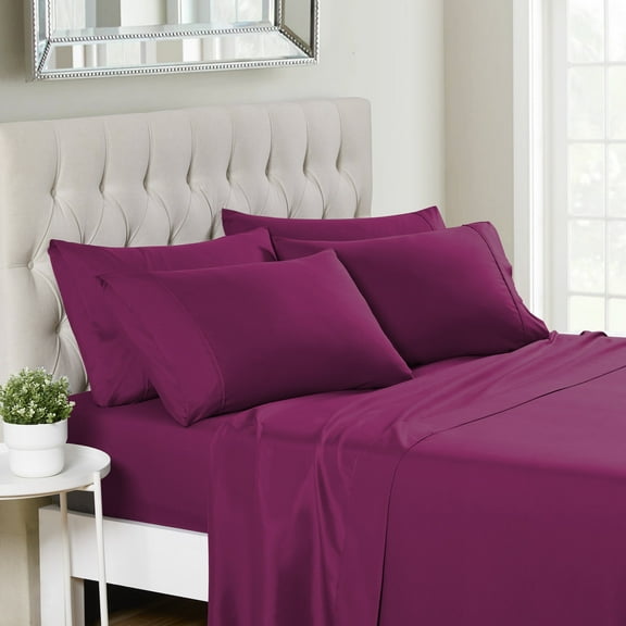 Sweet Home Collection 1500 Series 6 Piece Ultra Soft Microfiber Sheet Set, California King, Berry