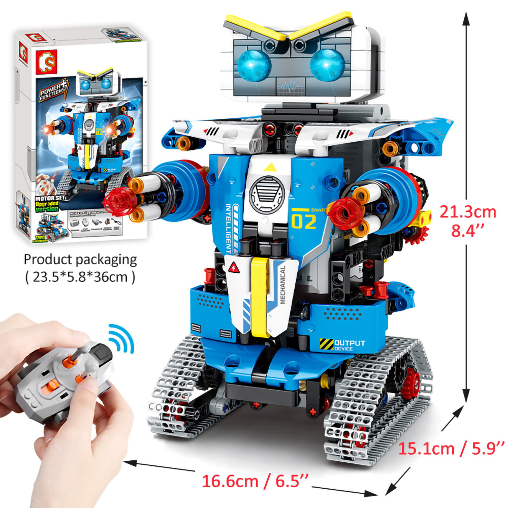 Remote Control Robot Building Toys for Boys Girls, STEM Projects for Kids Ages 8-12, Engineering Learning Educational Coding DIY Building Block Robotics Kit Rechargeable Robot Toy Gifts (796 Pieces) - image 4 of 7