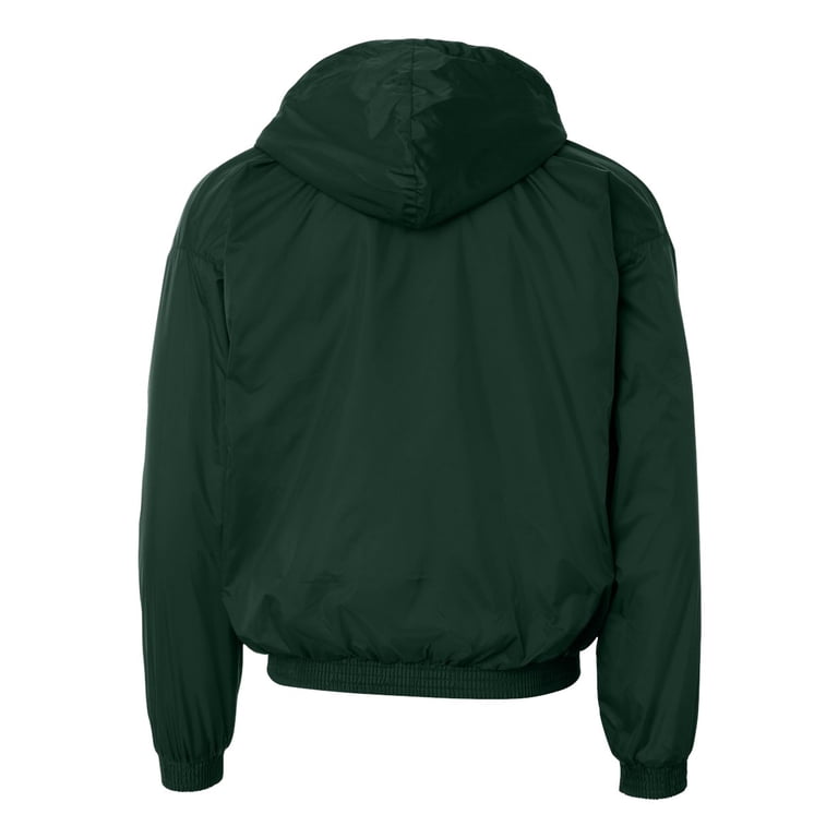 Unisex-Adult Hooded Taffeta Jacket/Fleece Lined, Dark Green, Small