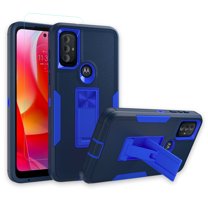 NIFFPD Motorola Moto G Power 2022 Case with Screen Protector Magnetic Kickstand Car Mount Protection Case Cover for Moto G Power 2022 Dark blue&Blue