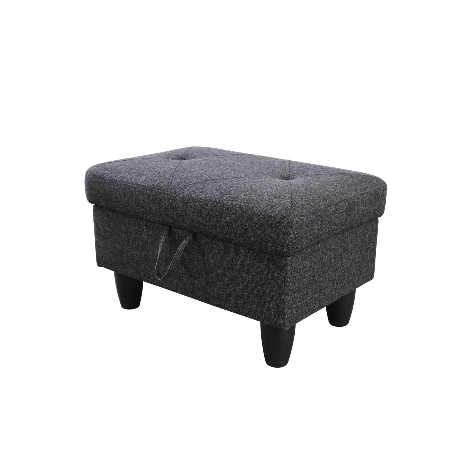 BSHTI 28.5" Multi-Functional Storage Ottoman with Lift-Top Lid, Hidden Compartment Storage, Dark Grey Linen Fabric, Ottoman with Storage for Living Room & Bedroom