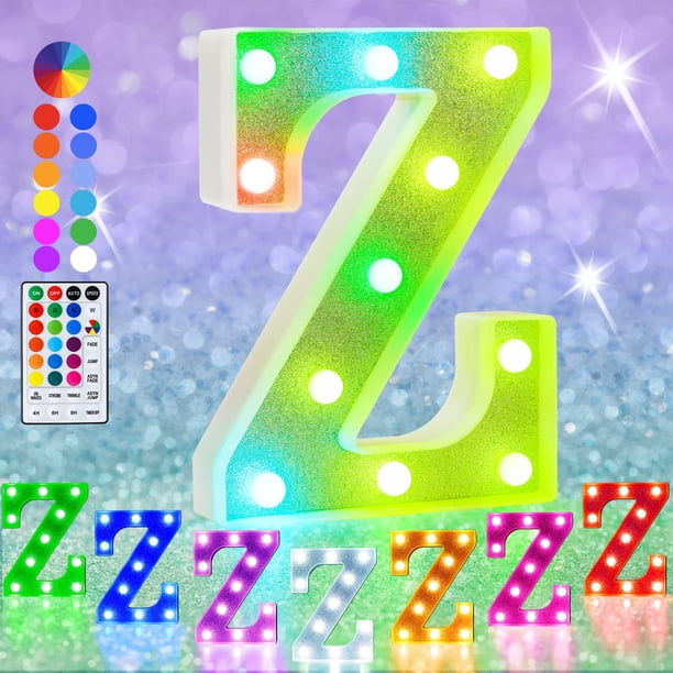 Luz de Letra Marquee LED Pooqla Colorida con Brillo Plata Z