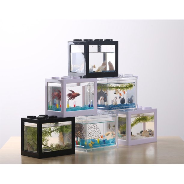 Superposed Mini Aquarium Fishbowl For Rumble Fish Marimo Spider Marimo No Usb No Light Walmart Com