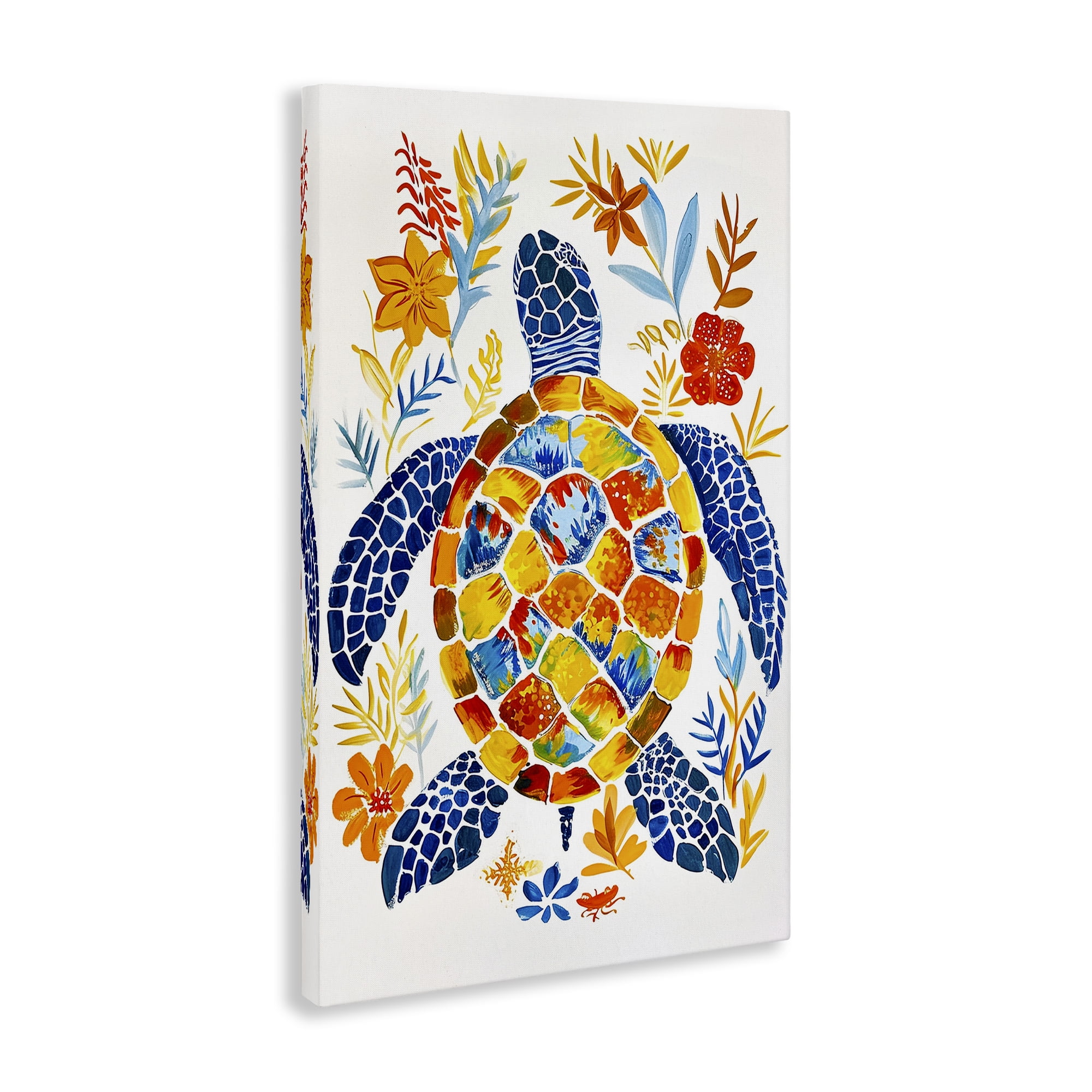 Stupell Industries Nautical Patterned Turtle Coastal Painting Gallery Wrapped Canvas Art Print Wall Art, 30 x 45