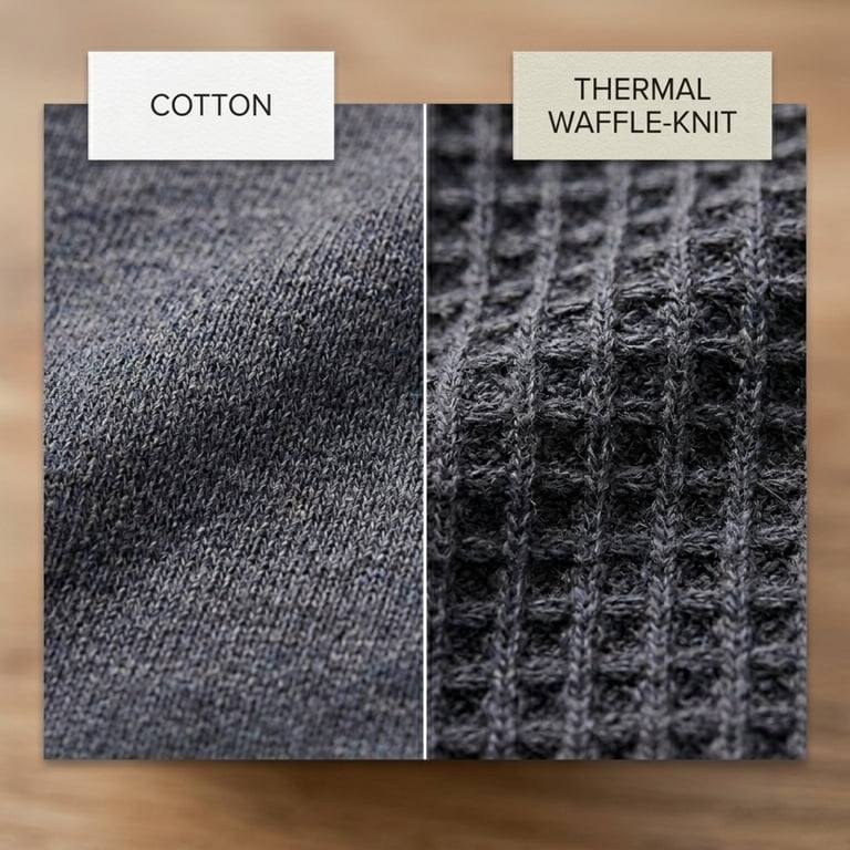 COUVER Men's Thermal Cotton Waffle Henley photo 4