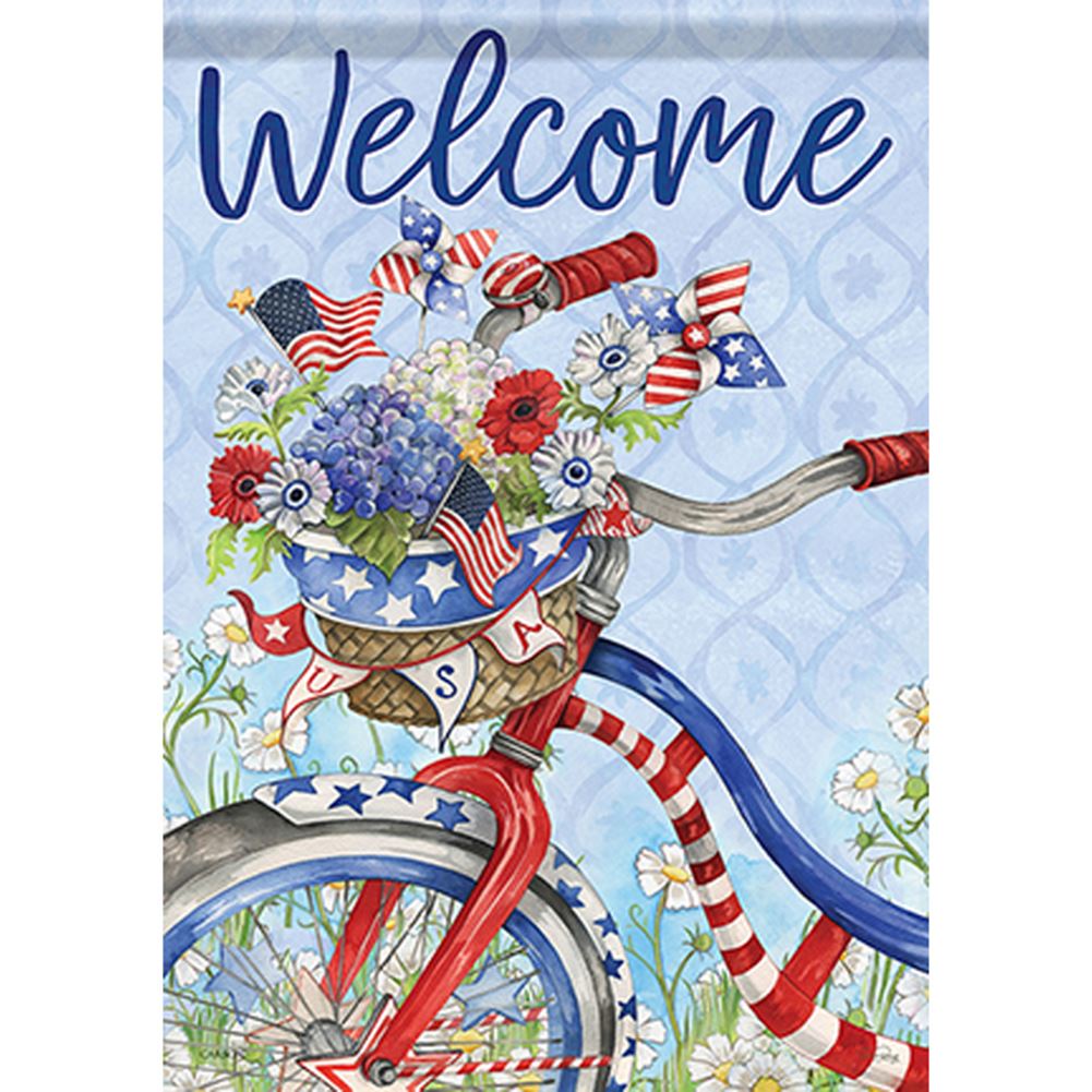 Carson Double Sided House Flag Patriotic Summer Bike, Premium Dura