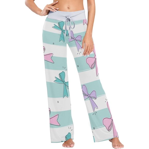 GZHJMY Women's Pajama Pants Bow Comfy Stretch Sleepwear Essentials womens Lightweight Lounge Terry Pajama Pant, Medium
