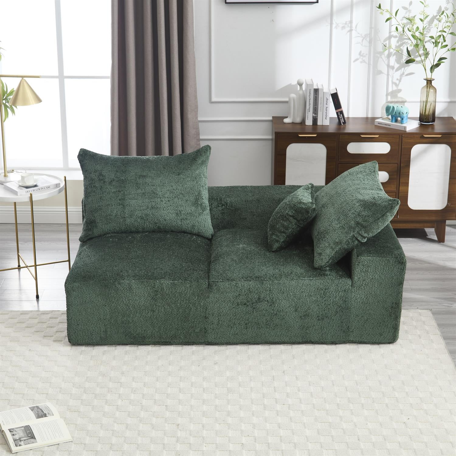 Demi Bonn 67" Premium Fabric Sofa, Cozy 2-Person Couch for Living Room and Office, Comfort Style Lazy Leisure Seat, Green