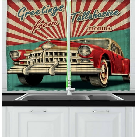 Florida Curtains 2 Panels Set Greetings From Tallahassee Text