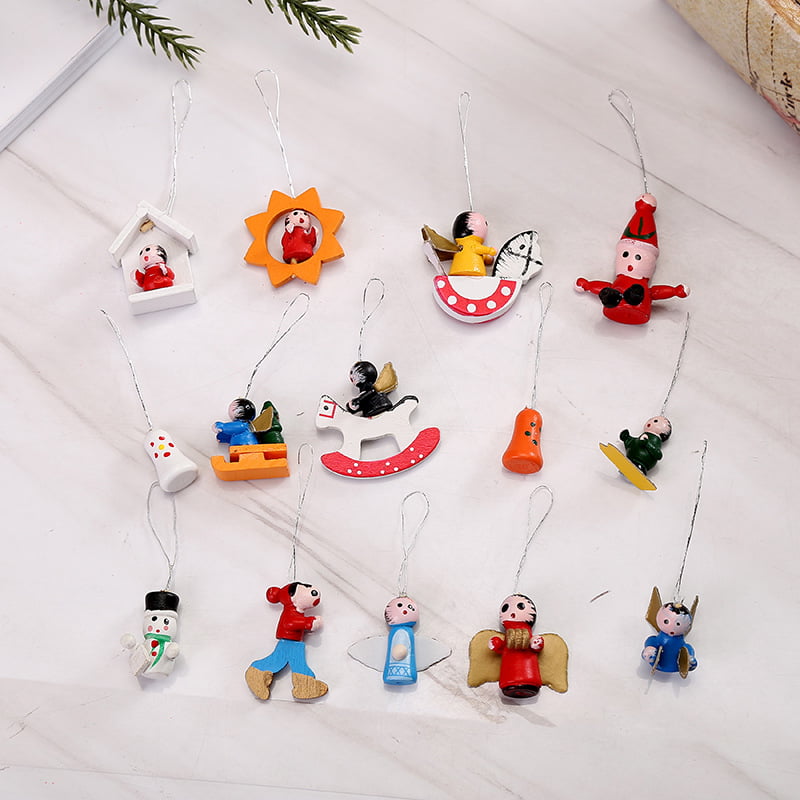 Needzo Assorted Miniature Hand Painted Wooden Christmas Tree Ornaments Set  of 48 Business & Industrial Home Décor Products anbareomomi.com
