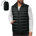 thumbnail image 2 of UVEASISHA Lightweight Packable Puffer Vest Men Full Zip Sleeveless Stand Collar Winter Coats Outdoor Windproof Insulated Quilted Vest for Hiking Travel Black M, 2 of 9