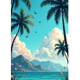 thumbnail image 5 of LUUFILx Tropical Beach Backdrop Banner Ocean Scenic Photography Props Palm Trees Clouds Seaside Decorations Party Supplies Outdoor Events Wedding Reception, 5 of 8
